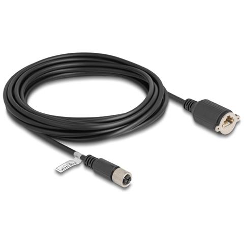 Cavo M12 codificato X da 8 pin femmina per RJ45 femmina per installazione Cat. 6A S /FTP da 5 m nero - Foto 1