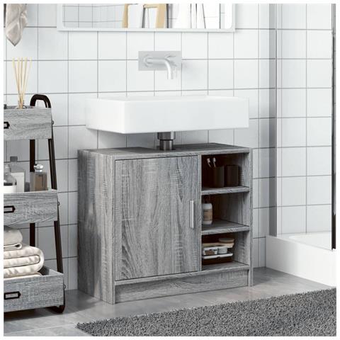 Mobile Lavabo Grigio Sonoma 63x29x55 Cm In Legno Multistrato - Foto 3