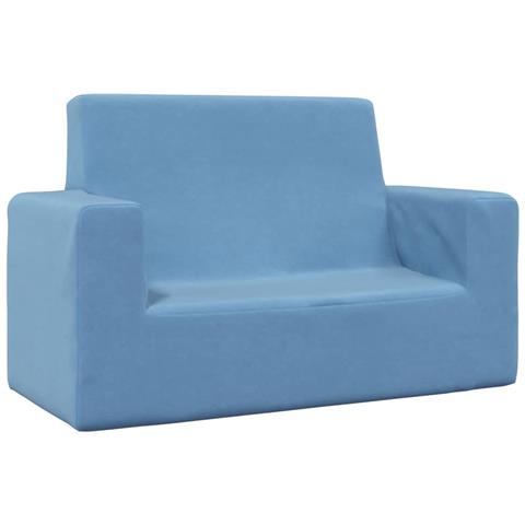 Divano per Bambini a 2 Posti Blu in Morbido Peluche - Foto 1