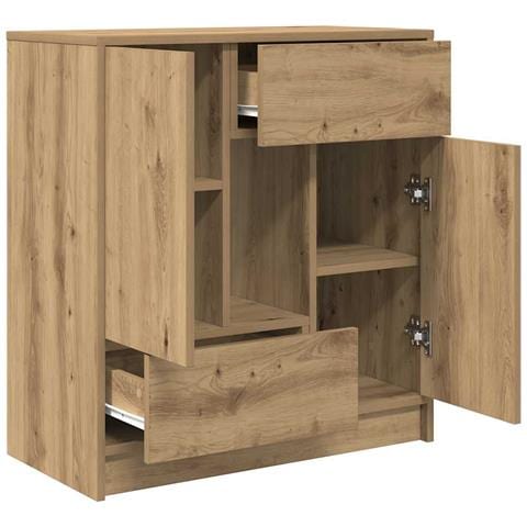 Credenza con Cassetti e Ante Rovere Artigianale 70,5x34x74,5 cm - Foto 2