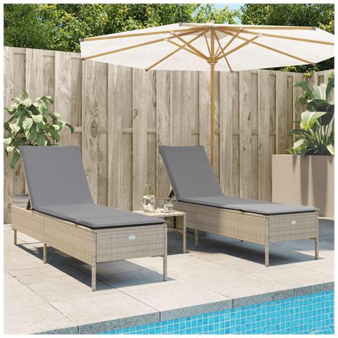 Lettini Prendisole 2 Pz Con Cuscini Beige In Polyrattan - Foto 1