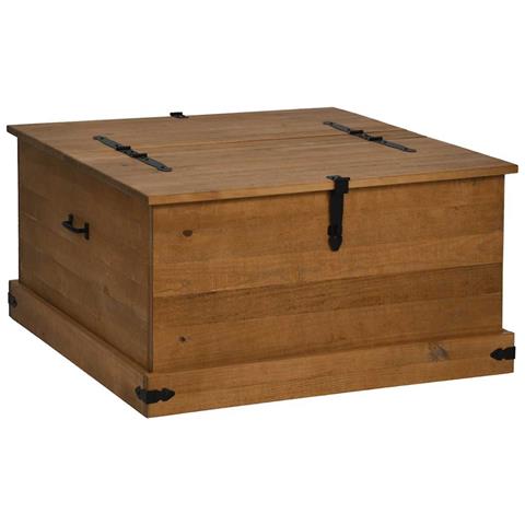 Cassapanca Halden 91x91x47 Cm In Legno Massello Di Pino - Foto 2