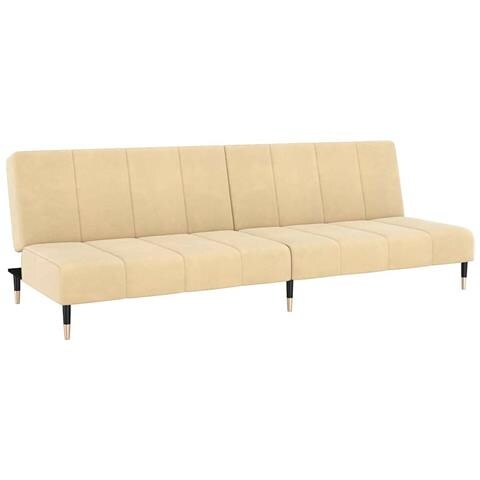 Divano Letto A 2 Posti Crema In Velluto - Foto 2