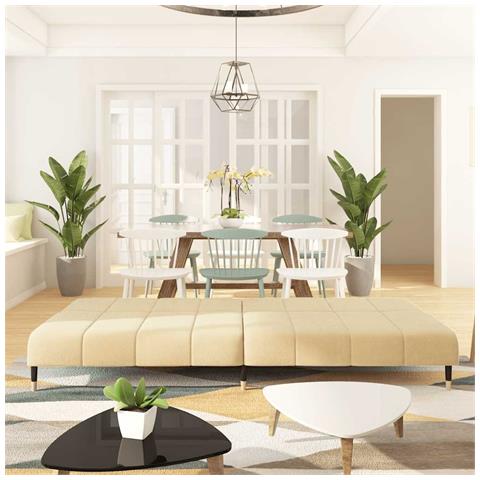 Divano Letto A 2 Posti Crema In Velluto - Foto 3