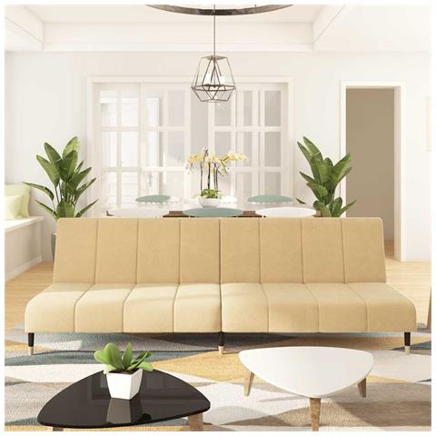 Divano Letto A 2 Posti Crema In Velluto - Foto 1