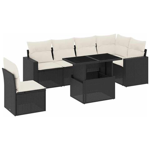 Set Divani Da Giardino Con Cuscini 7pz Nero Polyrattan - Foto 2