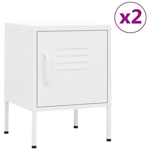 Lusso Casadino -  Comodini 2 Pz Bianchi 35x35x51 Cm In Acciaio - Foto 2