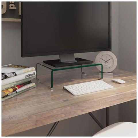 Lusso Casadino - Mobile/rialzo Porta Tv In Vetro Bianco 40x25x11 Cm - Foto 6