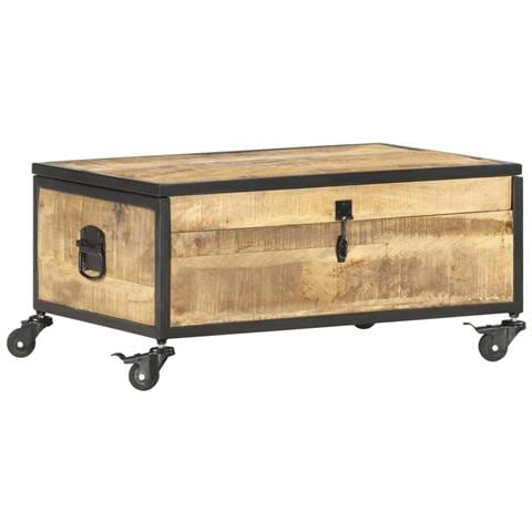 Tavolino Da Salotto 70x50x33 Cm In Legno Massello Di Mango - Foto 2