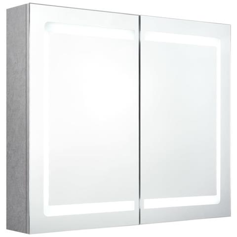 Lusso Casadino -  Armadietto Bagno Con Specchio E Led Grigio Cemento 80x12x68 Cm - Foto 1