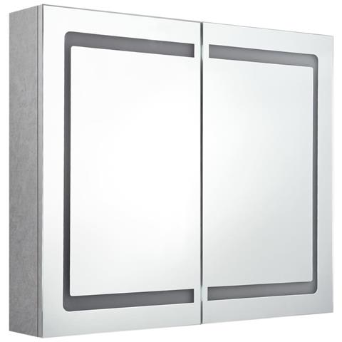 Lusso Casadino -  Armadietto Bagno Con Specchio E Led Grigio Cemento 80x12x68 Cm - Foto 2