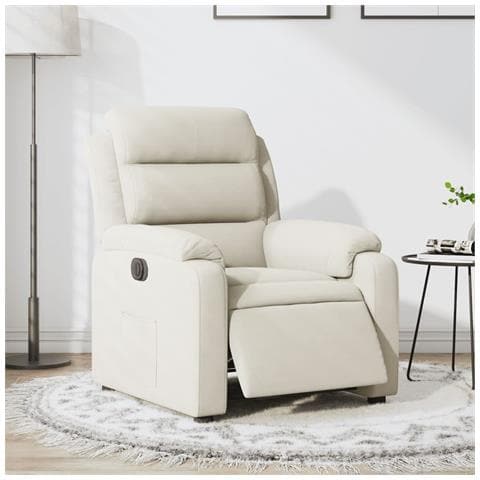 Poltrona Elettrica Reclinabile Crema in Velluto - Foto 2