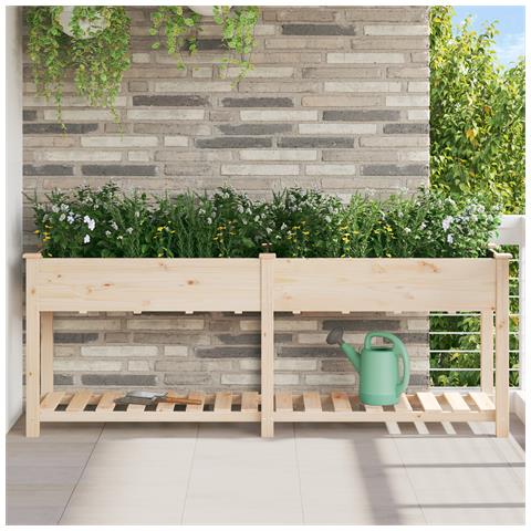 Fioriera da Giardino con Mensola 203x53x76 cm Legno Massello di Abete - Foto 2