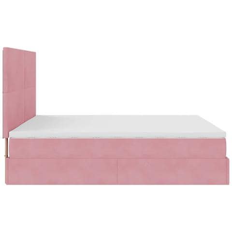 Struttura Letto Pouf con Materassi Rosa 160x200 cm Velluto - Foto 9