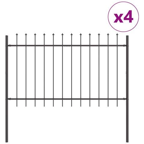 Recinzione da Giardino con Punta a Lancia - Grigio, 6,8 x 1,2 m, Acciaio - Foto 1