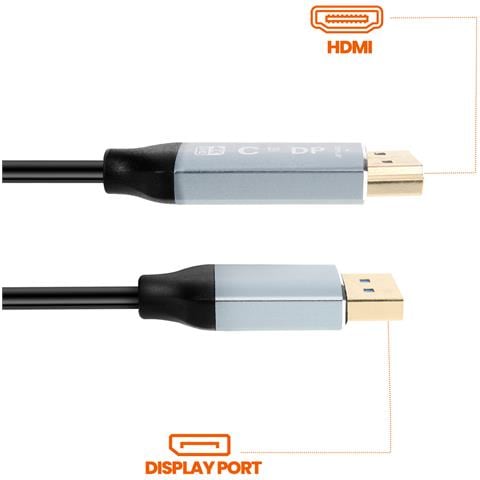 Cavo Hdmi A Video Displayport Alta Definizione 4k 1,8m, Nero - Foto 2