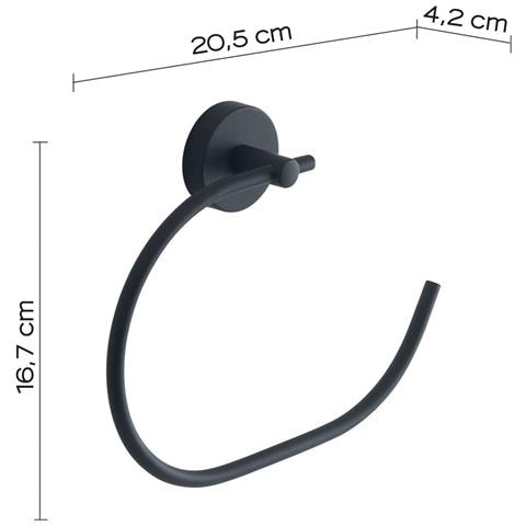 Portasalviette Ad Anello Da Muro In Acciaio Inox E Cromall 2370 Serie Eros Nero Matt - Foto 2