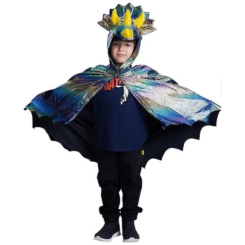 Mantello Da Dinosauro Per Bambini Con Cappuccio Costume Di Halloween M/l 120-130 Cm - Foto 2
