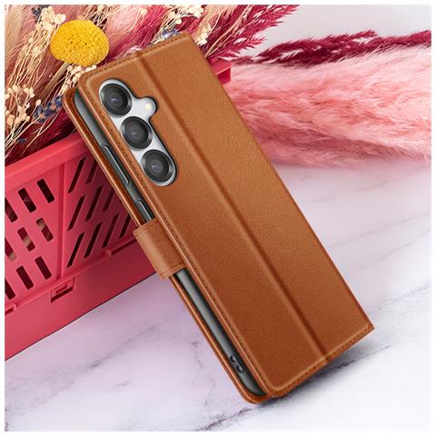Custodia A Portafoglio Per Galaxy S25 Plus Con Supporto E Linguetta Magnetica, Marrone - Foto 2