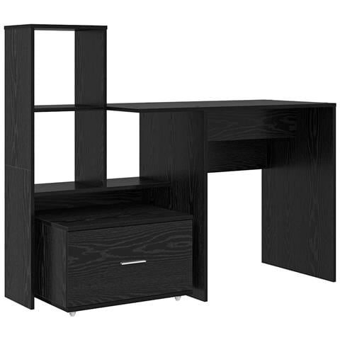 Scrivania Rovere nero 131.5 x 50 x 106.5 cm Legno multistrato - Foto 1