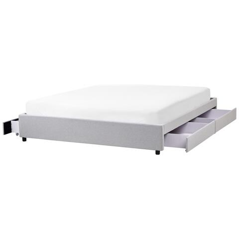 Letto Con Cassetti Contenitore Senza Testata Tessuto Prades 180 X 200 Cm Grigio Chiaro - Foto 2