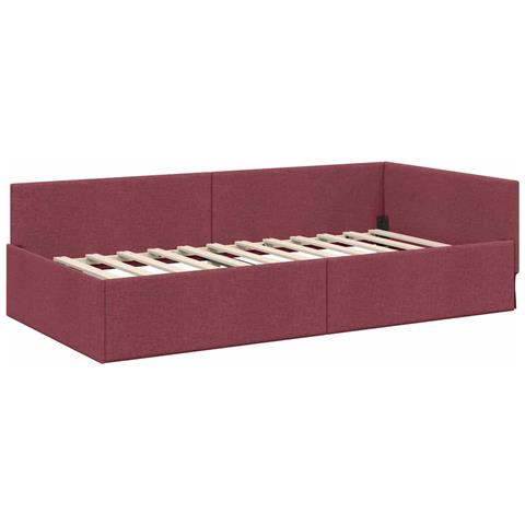 Cornice del letto ad angolo con testiera Rosso vino 90 x 200 cm - Foto 1