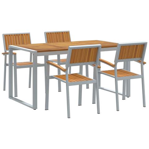 Set da Pranzo per Giardino 5 pcs Grigio e marrone - Foto 1