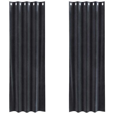 Tende con tende 2 pcs Grigio scuro 140 x 225 cm Velluto - Foto 1