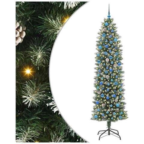 Albero di Natale Artificiale Sottile Verde e Bianco 240 cm - Foto 1