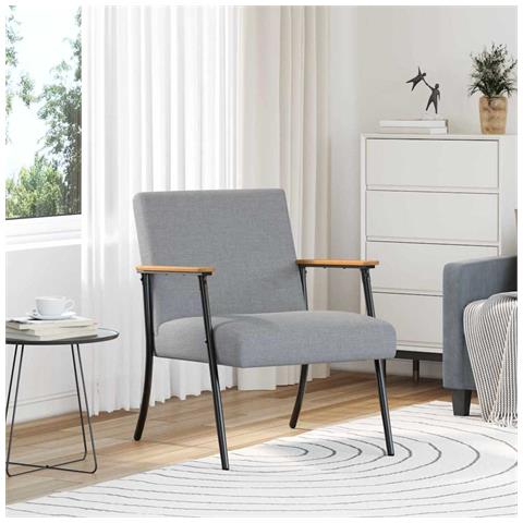 poltrona Grigio chiaro 59 x 75 x 78 cm Tessuto - Foto 2