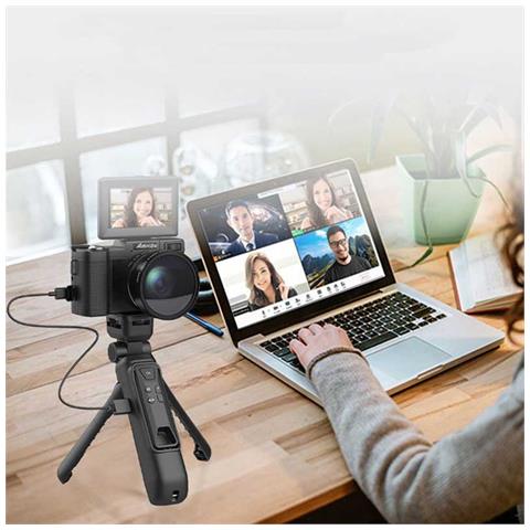 Fotocamera Digitale Portatile 4k Con Schermo Ribaltabile, 12mp, Zoom 16x - Ideale Per Vlogging E Live Streaming - Foto 2