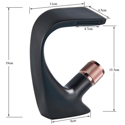 Rubinetto per lavabo da bagno, Blackswan, modello Waterfall M47, modello nero /oro rosa, misura 19 cm - Foto 4