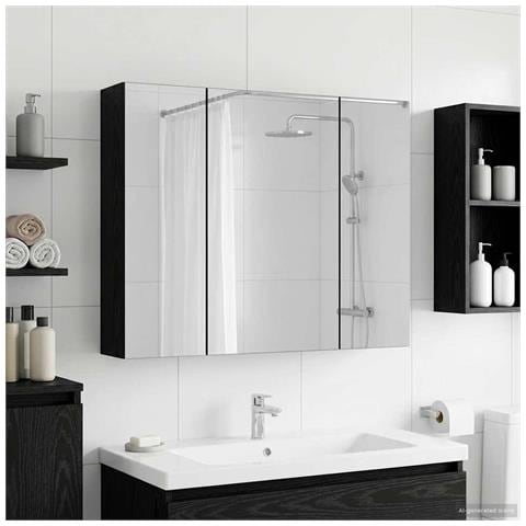 Mobiletto per specchio da bagno Rovere Nero 60 x 14,5 x 50 cm - Foto 2