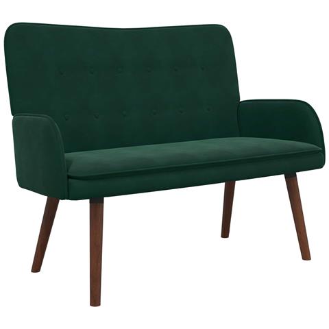 Sofa a Due Posti Verde Scuro 115 x 61 x 87 cm Velluto - Foto 1