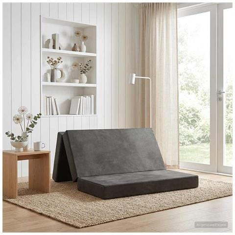 Divano Letto Pieghevole 200 x 67 x 45 cm Grigio Chiaro - Foto 2