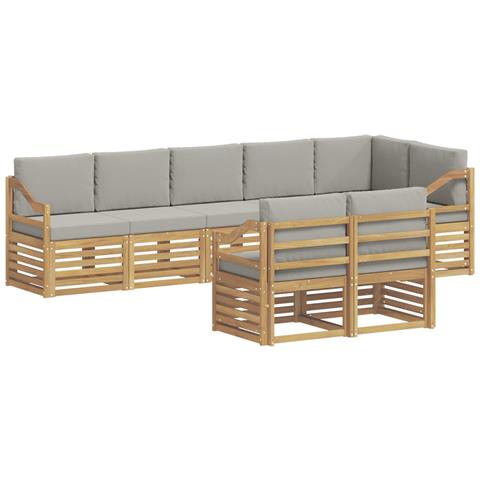 Set di divani da esterno 8 pcs Bianco e Grigio Chiaro - Foto 1