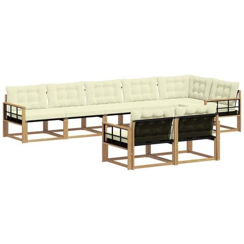 Set di divani da esterno con cuscino 8 pcs Bianco e Crema - Foto 1