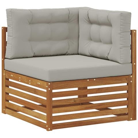 Set di divani da esterno 7 pcs Naturale e Grigio Chiaro - Foto 2