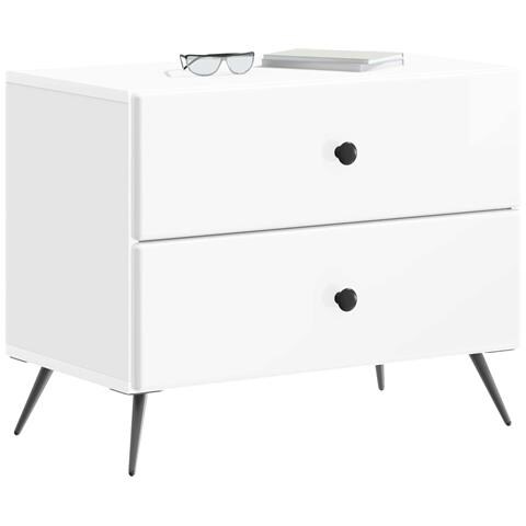 Armadio da Notte con cassetto Bianco Lucido 62 x 34,5 x 47,5 cm - Foto 2