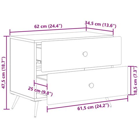 Armadio da Notte con cassetto Bianco Lucido 62 x 34,5 x 47,5 cm - Foto 9