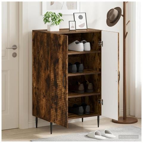 Mobile per scarpe HAARLEM 59,5 x 39,5 x 89,5 cm Rovere Fumo - Foto 2