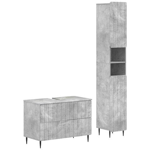 Set di Armadi da Bagno da 2 Pezzi ZWOLLE Grigio Cemento - Foto 1