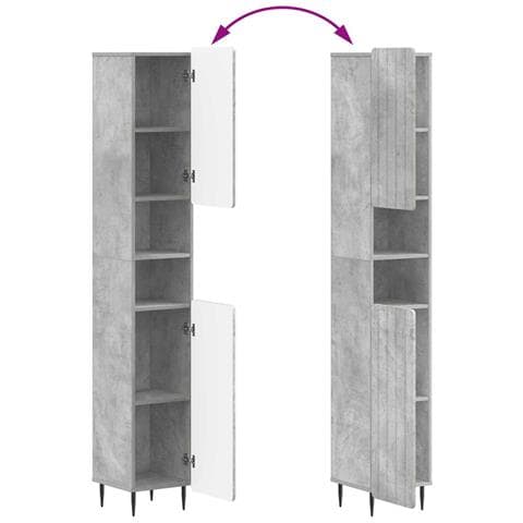Set di Armadi da Bagno da 2 Pezzi ZWOLLE Grigio Cemento - Foto 9