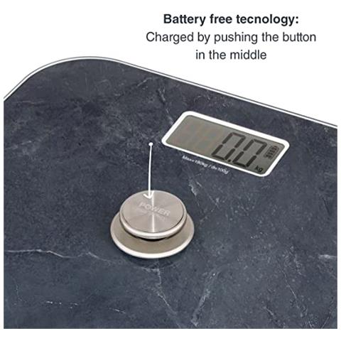61742 - Bilancia da bagno con sistema EcoMove, effetto marmo, vetro temperato extrapiatto da 5 mm - Foto 2
