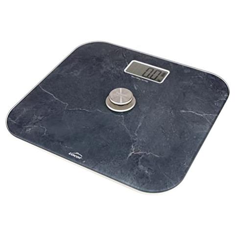 61742 - Bilancia da bagno con sistema EcoMove, effetto marmo, vetro temperato extrapiatto da 5 mm - Foto 1