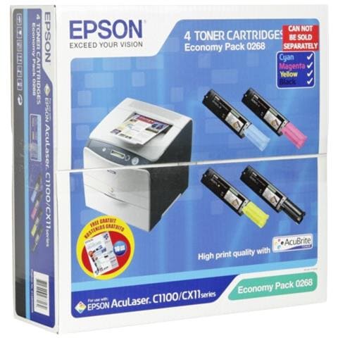 C13S050268 Toner Originale Nero Ciano Magenta Giallo C1100 Capacità 8500 Pagine Confezione 4 pezzi - Foto 5