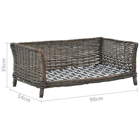 Cesta Per Cani Con Cuscino Grigio 90x54x35 Cm Salice Naturale - Foto 2