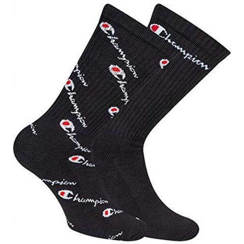 Unisex Calzini, 2 Paio - Crew Calzini Moda, Logo - Nero, Eu 43-46 - Foto 1