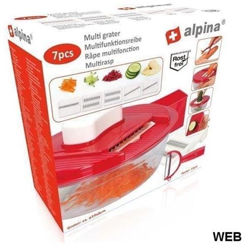 Grattugia 7 In 1 Con Contenitore Pelapatate Multifunzione 6 Lame Affilate, Rosso - Foto 2