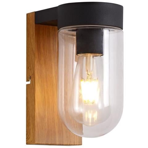 Applique Per Esterno Cabar - E27 - 1x40w - Legno Scuro E Colori Nero - Foto 1